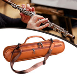 Maxbell Trave Flute Case Exterior Pocket Wear Resistant Handheld with Shoulder Strap brown