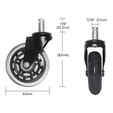 Maxbell 5 Pcs 2.5'' Swivel Caster PU Wheels For Hardwood Floor Universal Replacement