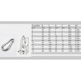 Maxbell 1x Stainless Steel 304 Hook&Hook Turnbuckle M6&5x Pear-shaped Carabiner 7mm