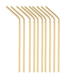 Maxbell 20 Pieces Reusable Metal Stainless Steel Drinking Straws Curved for Cups
