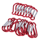 Maxbell 4xOutdoor Aluminum D-Ring Carabiner Camping Keychain Clip Snap Hook Red