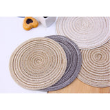Maxbell 4x18cm Hand Knitting Ramie Table Round Placemat Thermal Insulation Mat Coffee