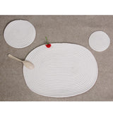 Maxbell 18cm Cotton Braided Round Table Placemat Heat Resistant Mat White