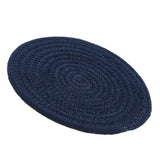 Maxbell 18cm Cotton Braided Round Table Placemat Thermal Insulation Mat Dark Blue