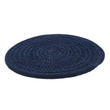 Maxbell 18cm Cotton Braided Round Table Placemat Thermal Insulation Mat Dark Blue