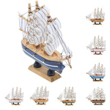 Maxbell Mediterranean Style Handmade Wooden Sailboat Model Decor Boat Gifts 14cm - Aladdin Shoppers