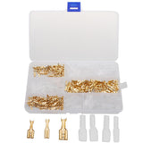 Maxbell 2x150 Sets 2.8mm 4.8mm 6.3mm Female Spade Crimp Terminals with Sleeves Gold