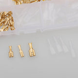 Maxbell 2x150 Sets 2.8mm 4.8mm 6.3mm Female Spade Crimp Terminals with Sleeves Gold