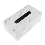 Maxbell Rectangular PU Leather Tissue Box Tabletop Napkin Container -Marble Decor