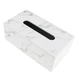 Maxbell Rectangular PU Leather Tissue Box Tabletop Napkin Container -Marble Decor