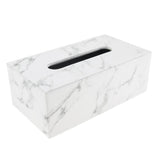 Maxbell Rectangular PU Leather Tissue Box Tabletop Napkin Container -Marble Decor
