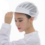 6Pcs Cook Adjustable Kitchen Baker Chef Elastic Cap Hat Catering White+Pink