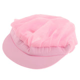 6Pcs Cook Adjustable Kitchen Baker Chef Elastic Cap Hat Catering White+Pink