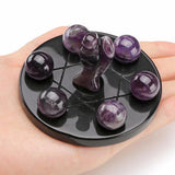 Maxbell 3D Crystal Qixing Array Ornament Cut Glass Miniature Desktop Decor Purple