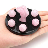 Maxbell 3D Crystal Qixing Array Ornament Cut Glass Miniature Desktop Decor Pink