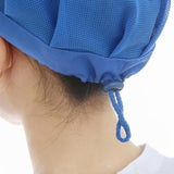 Adjustable Men Women Breathable Mesh Top Kitchen Chef Cap Hat Blue