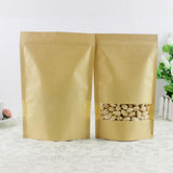 Maxbell 100pcs Resealable Kraft Paper Bag Window Fruit Tea Package Self Sealing