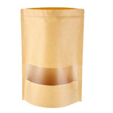 Maxbell 100pcs Resealable Kraft Paper Bag Window Fruit Tea Package Self Sealing