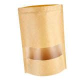 Maxbell 100pcs Resealable Kraft Paper Bag Window Fruit Tea Package Self Sealing