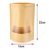 Maxbell 100pcs Resealable Kraft Paper Bag Window Fruit Tea Package Self Sealing