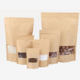 Maxbell 100pcs Resealable Kraft Paper Bag Window Fruit Tea Package Self Sealing
