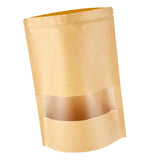 Maxbell 100pcs Resealable Kraft Paper Bag Window Fruit Tea Package Self Sealing