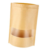 Maxbell 100pcs Resealable Kraft Paper Bag Window Fruit Tea Package Self Sealing