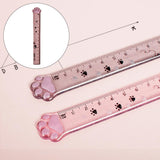 Maxbell 2xCute Student Ruler Cat Paw-shaped Measuring Scale Clear Scale Accessories Gray