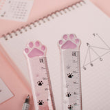 Maxbell 2xCute Student Ruler Cat Paw-shaped Measuring Scale Clear Scale Accessories Gray