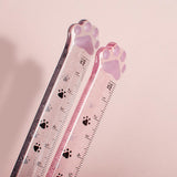 Maxbell 4xCute Student Ruler Cat Paw-shaped Measuring Scale Clear Scale Accessories Gray