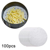 Maxbell 4xAir Fryer Lining Paper 100 Pack Perforated Parchment Steam Paper Round 20cm