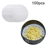 Maxbell 2xAir Fryer Lining Paper 100 Pack Perforated Parchment Steam Paper Round 20cm