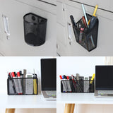 Magnetic Pencil Holder Black Mesh Basket for Locker Refrigerator Table semicircle