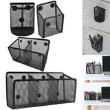 Magnetic Pencil Holder Black Mesh Basket for Locker Refrigerator Table semicircle