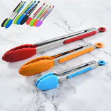 Maxbell 3xKitchen Tongs with Silicone Tips Food BBQ Cooking Utensil 7 inch Green