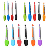 Maxbell 3xKitchen Tongs with Silicone Tips Food BBQ Cooking Utensil 7 inch Green