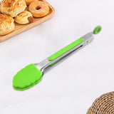Maxbell 3xKitchen Tongs with Silicone Tips Food BBQ Cooking Utensil 7 inch Green