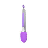 Maxbell 4xKitchen Tongs with Silicone Tips Food BBQ Cooking Utensil 7 inch Purple