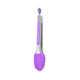 Maxbell 3xKitchen Tongs with Silicone Tips Food BBQ Cooking Utensil 7 inch Purple