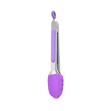 Maxbell 3xKitchen Tongs with Silicone Tips Food BBQ Cooking Utensil 7 inch Purple