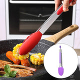 Maxbell 3xKitchen Tongs with Silicone Tips Food BBQ Cooking Utensil 7 inch Purple