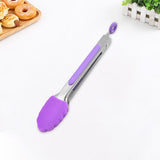 Maxbell 3xKitchen Tongs with Silicone Tips Food BBQ Cooking Utensil 7 inch Purple