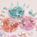 Maxbell 4x72x Binder Clips Kits Push Pins Paper Clips Map Tacks Portfolio for School Rose Gold