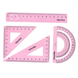 Maxbell 4xGeometry Math Ruler Metal Protractor Ruler Set for Home Carpentry