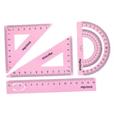 Maxbell 4xGeometry Math Ruler Metal Protractor Ruler Set for Home Carpentry
