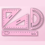 Maxbell 4xGeometry Math Ruler Metal Protractor Ruler Set for Home Carpentry