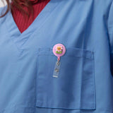 Maxbell ID Clip Reel Retractable Holder Flowers Badge for Volunteers Students Nurses Style A