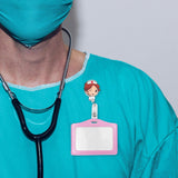 Maxbell Nurse Badge Card Holder Coworkers Office Gift Nurse Badge Holder brown hair nurse