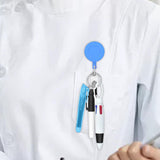 Maxbell Shuttle Pen Office Supplies Gift Compact Nurse Retractable Badge Holder blue