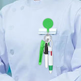 Maxbell Shuttle Pen Office Supplies Gift Compact Nurse Retractable Badge Holder green